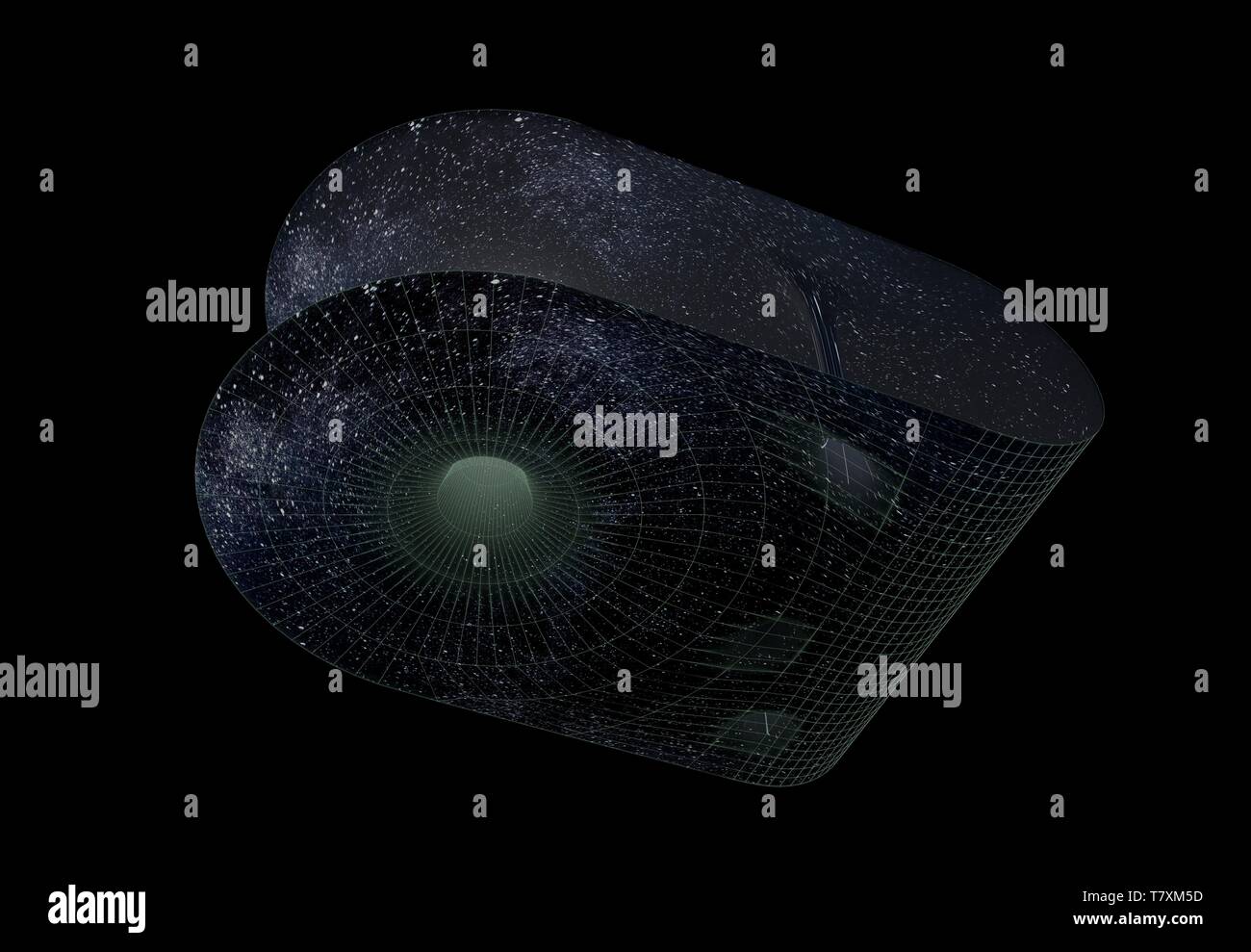 Un wormhole, o spazio bridge. Tasto di scelta rapida di collegamento di due punti separati nello spazio e nel tempo. 3d illustrazione Foto Stock