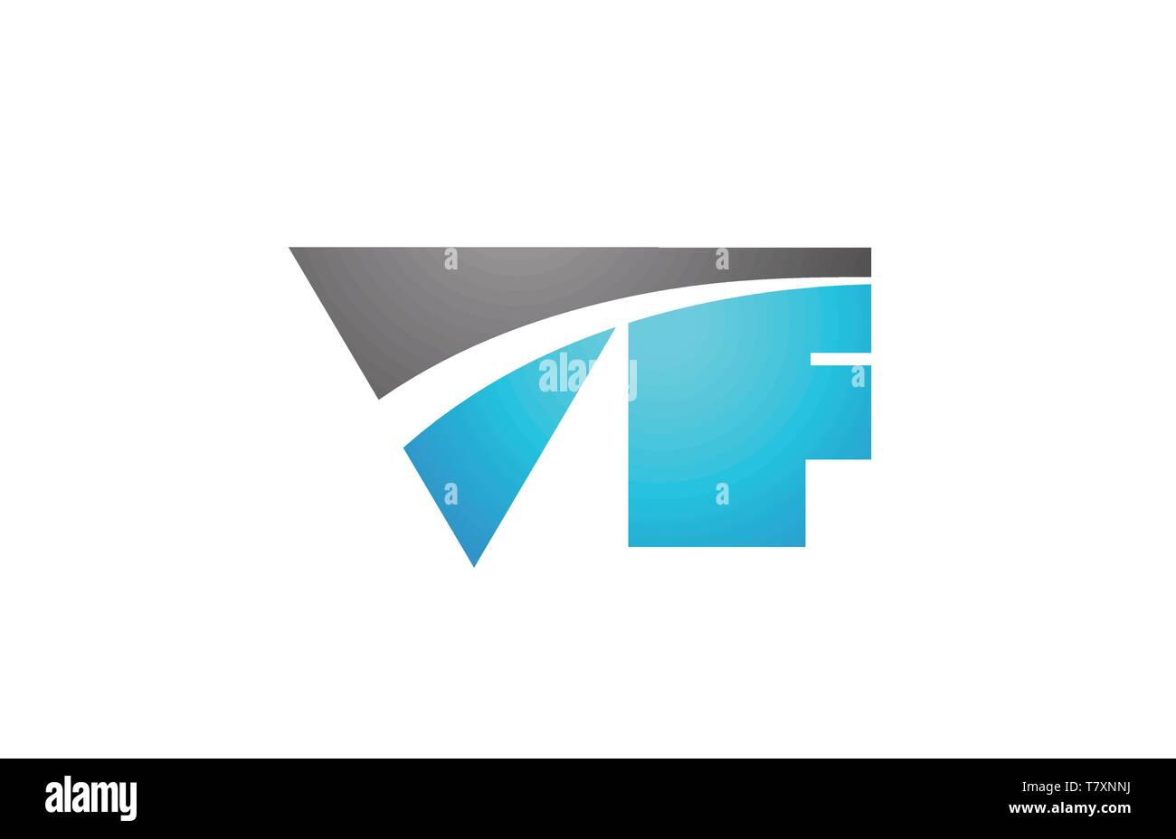 Lettere dell'alfabeto vf v f combinazione di logo in blu e grigio colori adatti per il business e corporate identity Illustrazione Vettoriale