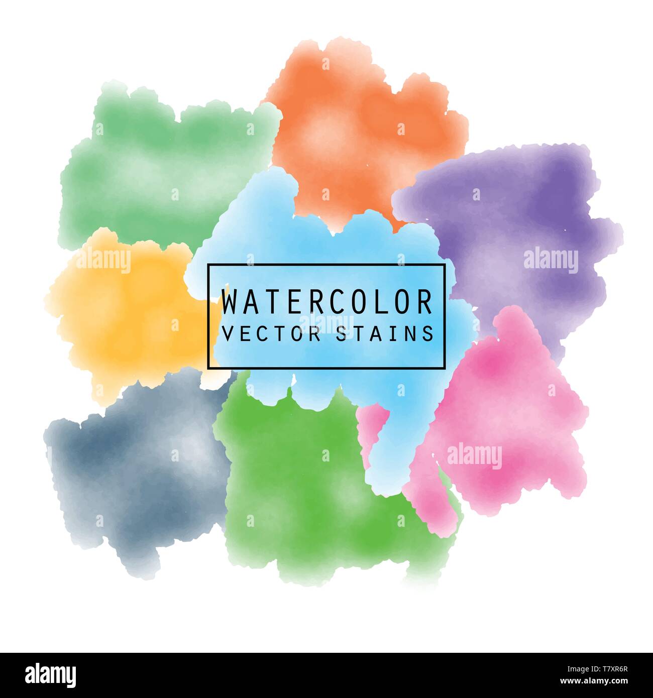 Gli elementi ad acquerello per la progettazione delle macchie macchie nel design del vettore Illustrazione Vettoriale