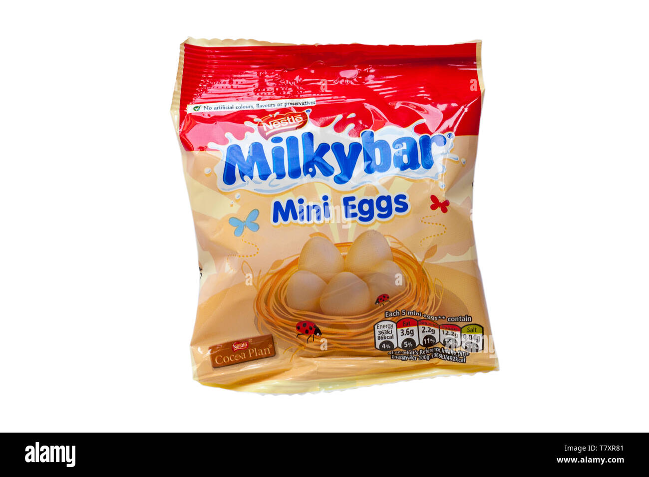 Pacchetto di mini uova Nestle Milky bar isolate su bianco Sfondo - Nestle Milkybar mini uova - pronto per Pasqua Foto Stock Pacchetto di mini uova Nestle Milky bar isolate su bianco Sfondo - Nestle Milkybar mini uova - pronto per Pasqua Foto Stock