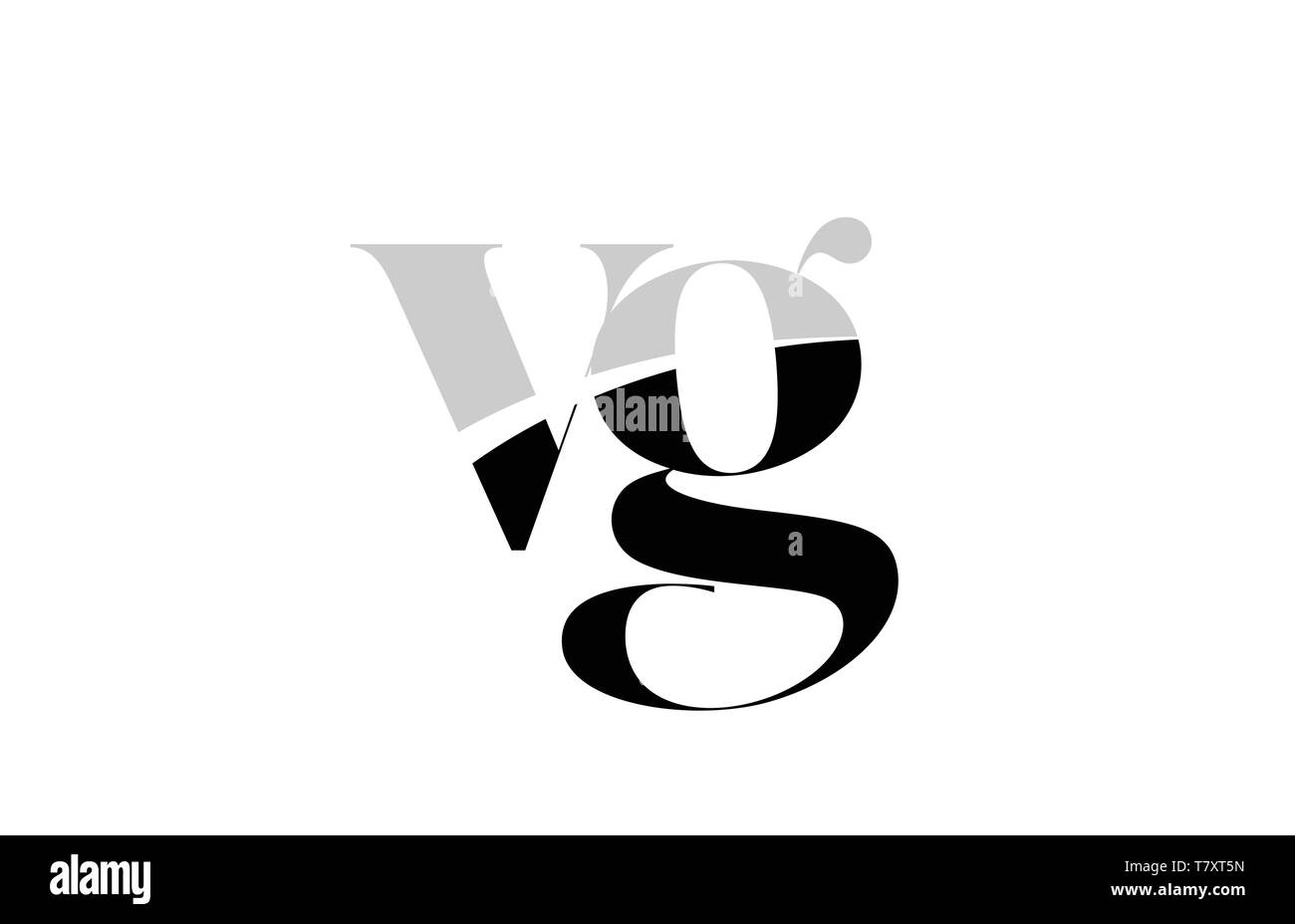 Bianco e nero lettera alfabeto vg v g icona logo design per una società o business Illustrazione Vettoriale