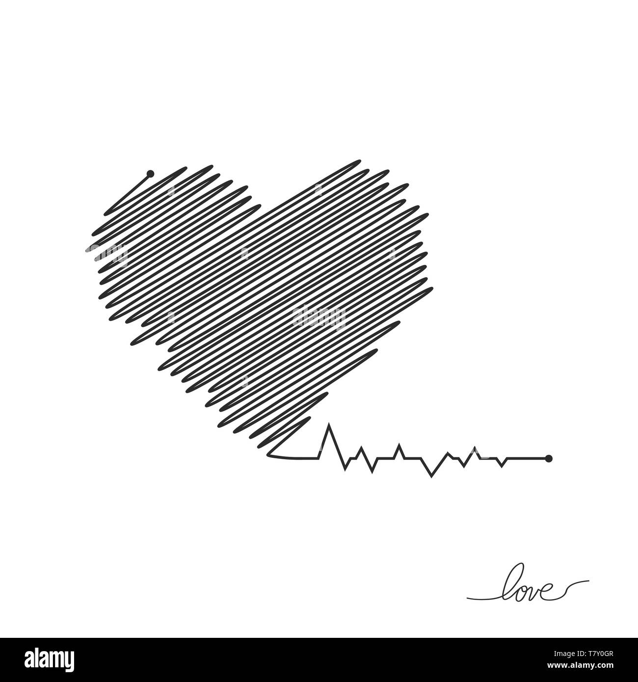 Impulso di cuore. Il bianco e il rosso dei colori. Heartbeat lone, cardiogram. Bella sanitario, medico dello sfondo. Moderno design semplice. Icona. firmare o del logo Illustrazione Vettoriale