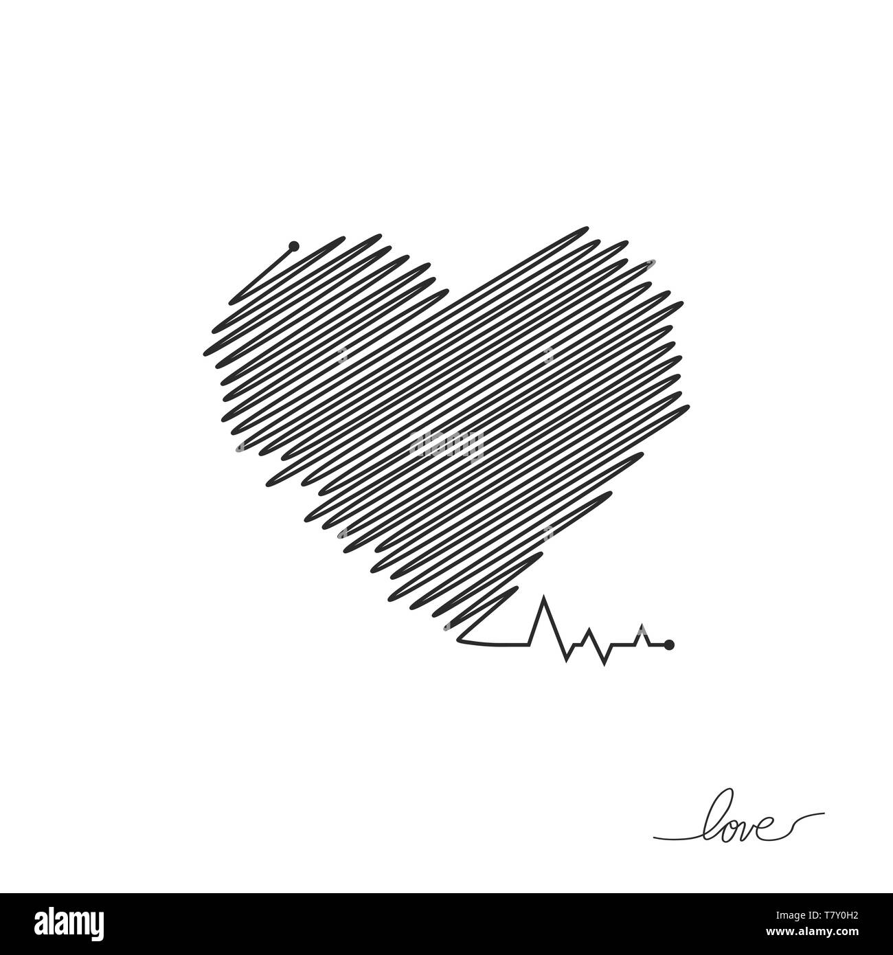 Impulso di cuore. Il bianco e il rosso dei colori. Heartbeat lone, cardiogram. Bella sanitario, medico dello sfondo. Moderno design semplice. Icona. firmare o del logo Illustrazione Vettoriale