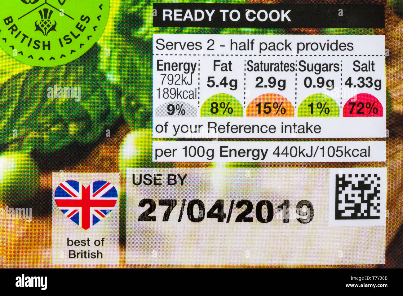 Aspirazione di riferimento le informazioni nutrizionali sistema di semafori etichettatura il confezionamento alimentare Foto Stock