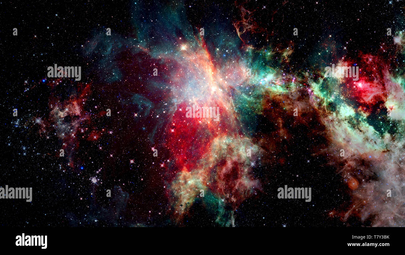 Nebula notte cielo stellato in colori. Multicolor spazio esterno. Spazio profondo molti anni luce lontano dal pianeta terra. Gli elementi di questa immagine fornita dalla NASA Foto Stock