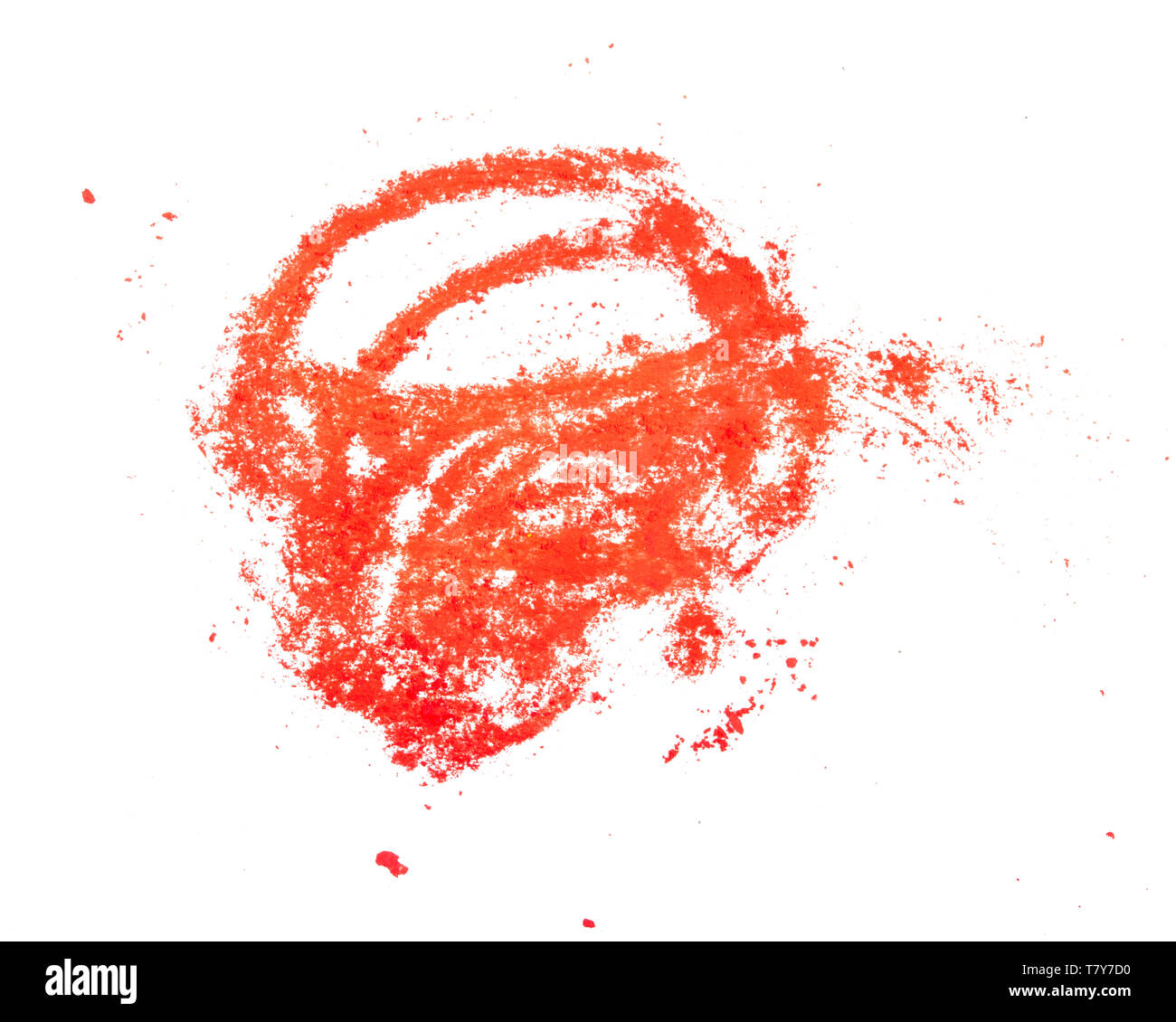 Strisce di pastello rosso su bianco Foto Stock