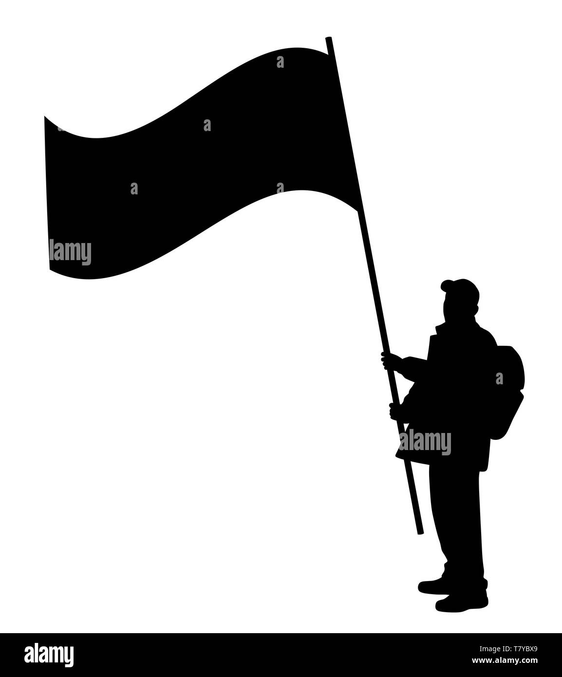 Uomo con una bandiera di grandi dimensioni Illustrazione Vettoriale