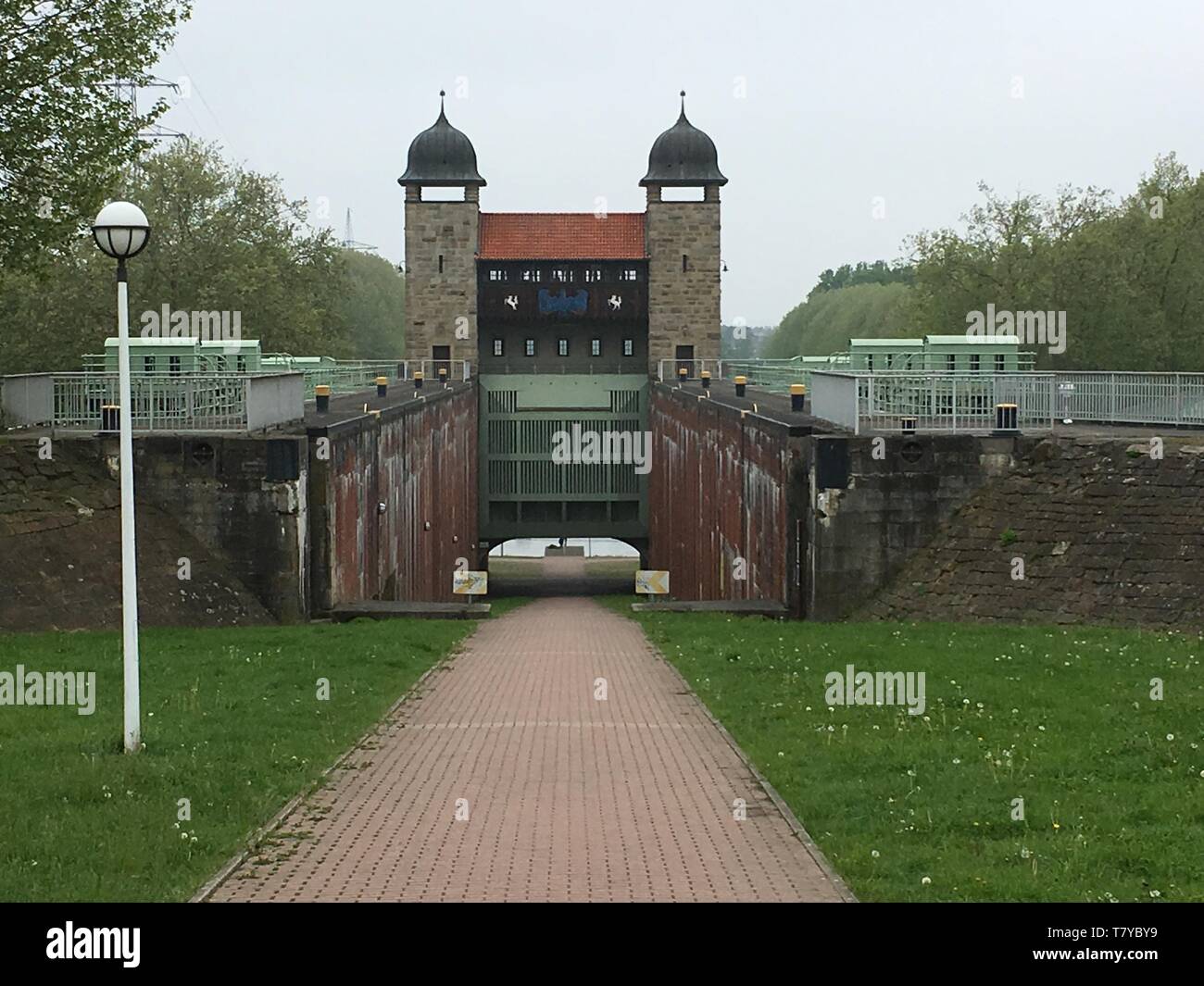 Historische Bauwerke am Dortmund-Ems-Kanal Foto Stock
