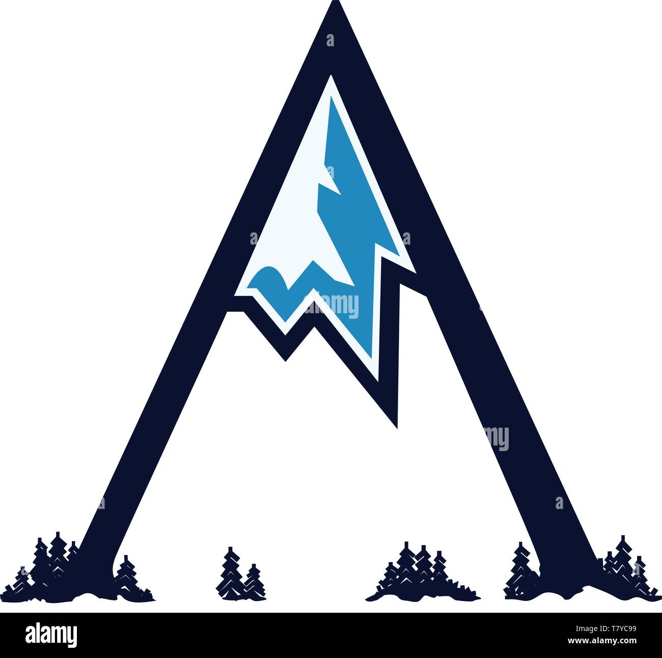 La lettera "A" come una montagna. Illustrazione Vettoriale