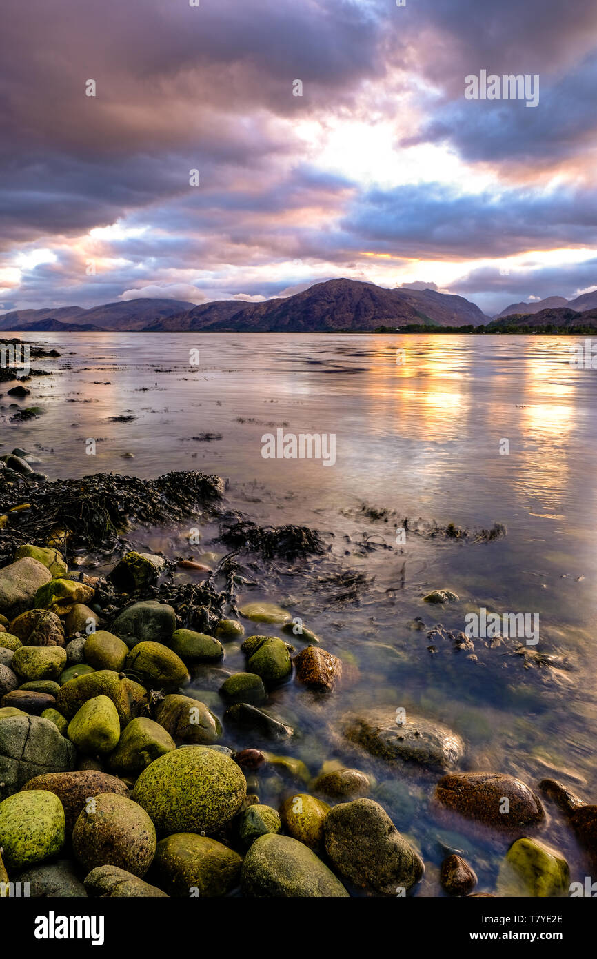 Vista sul Loch Linnhe al tramonto Foto Stock