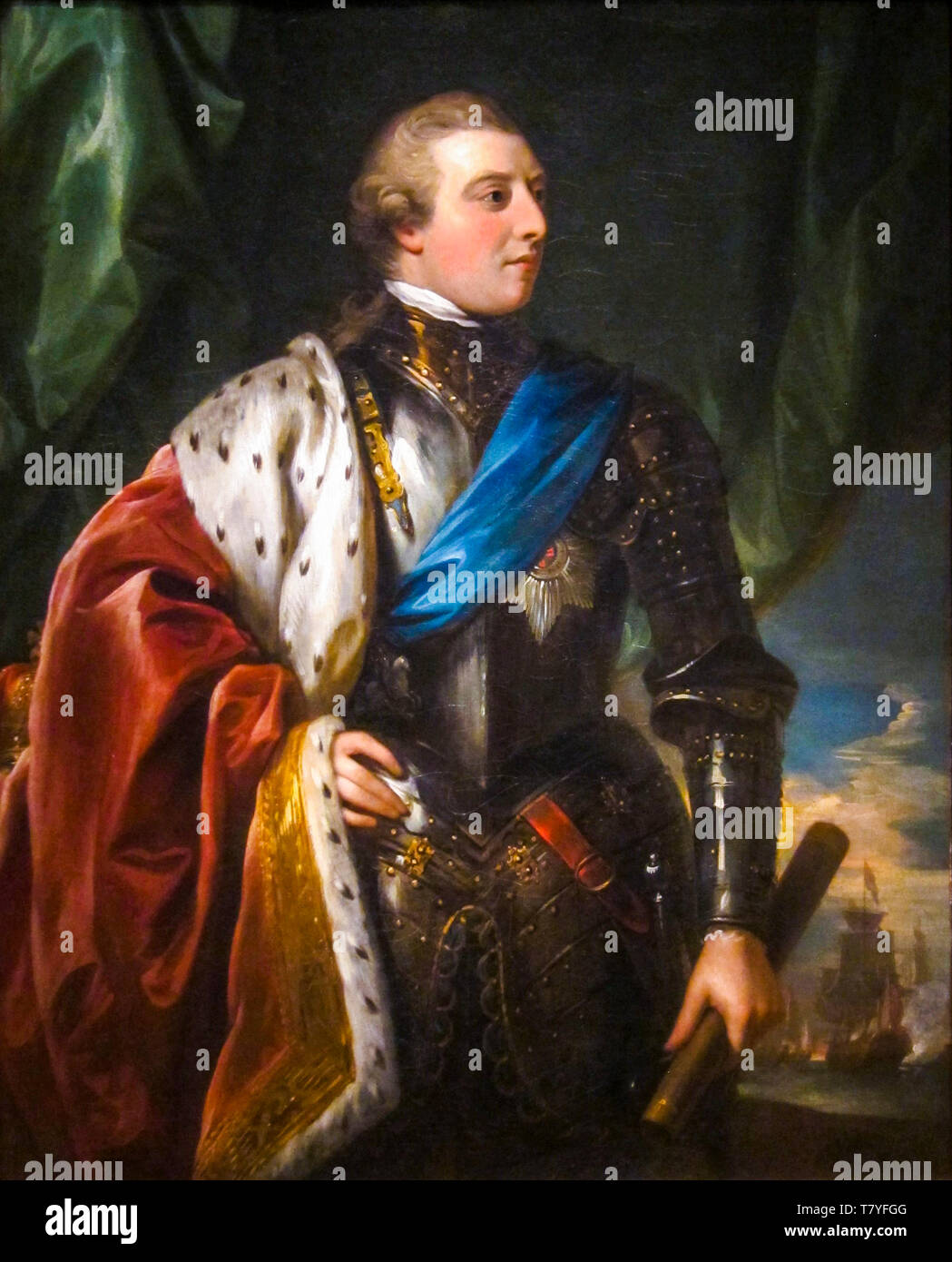Benjamin West, ritratto di Giorgio III del Regno Unito (1738-1820) in armatura completa, 1783 Foto Stock