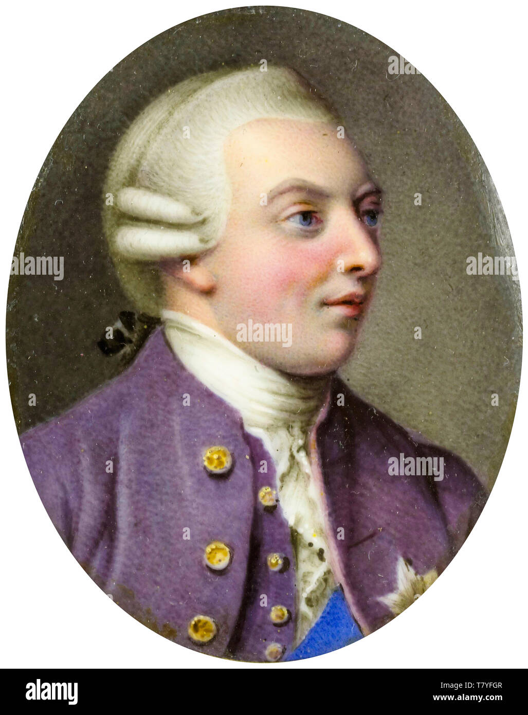 Ritratto in miniatura di George III (1738-1820), re d'Inghilterra, c. 1760 Foto Stock