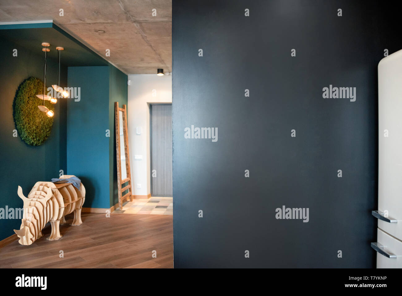 Caratteri vuoti parete lavagna in cucina. Foto Stock