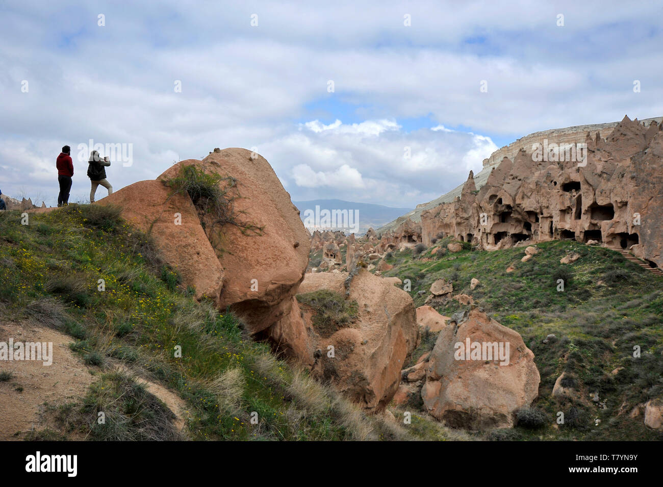 I visitatori al Museo all'aperto a Goreme,Cappadocia, Turchia Foto Stock