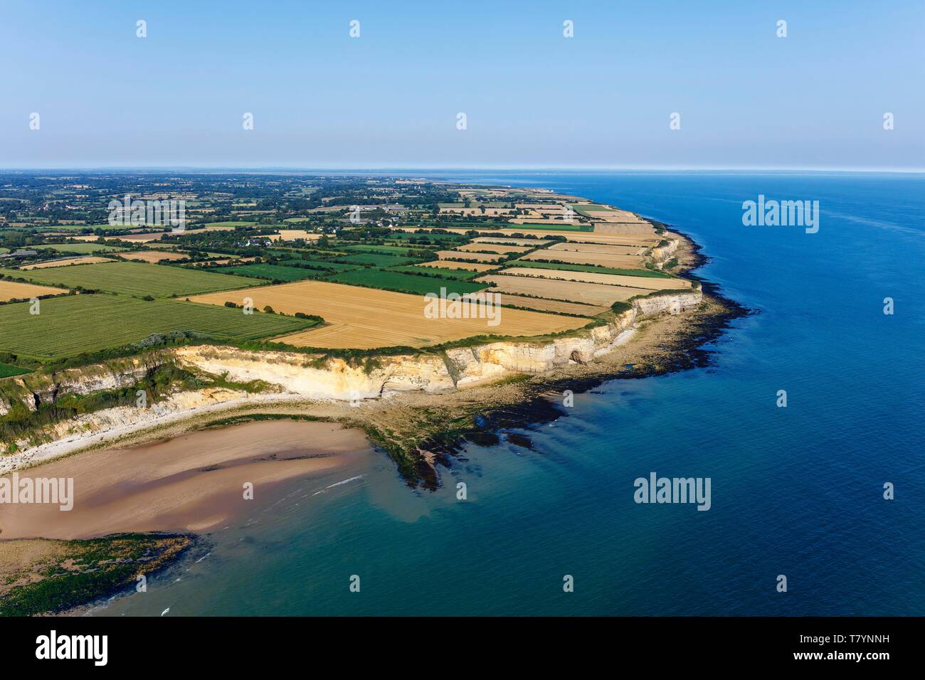 Francia, Calvados, Formigny la Bataille, Pointe e Raz de la Percee (vista aerea) Foto Stock