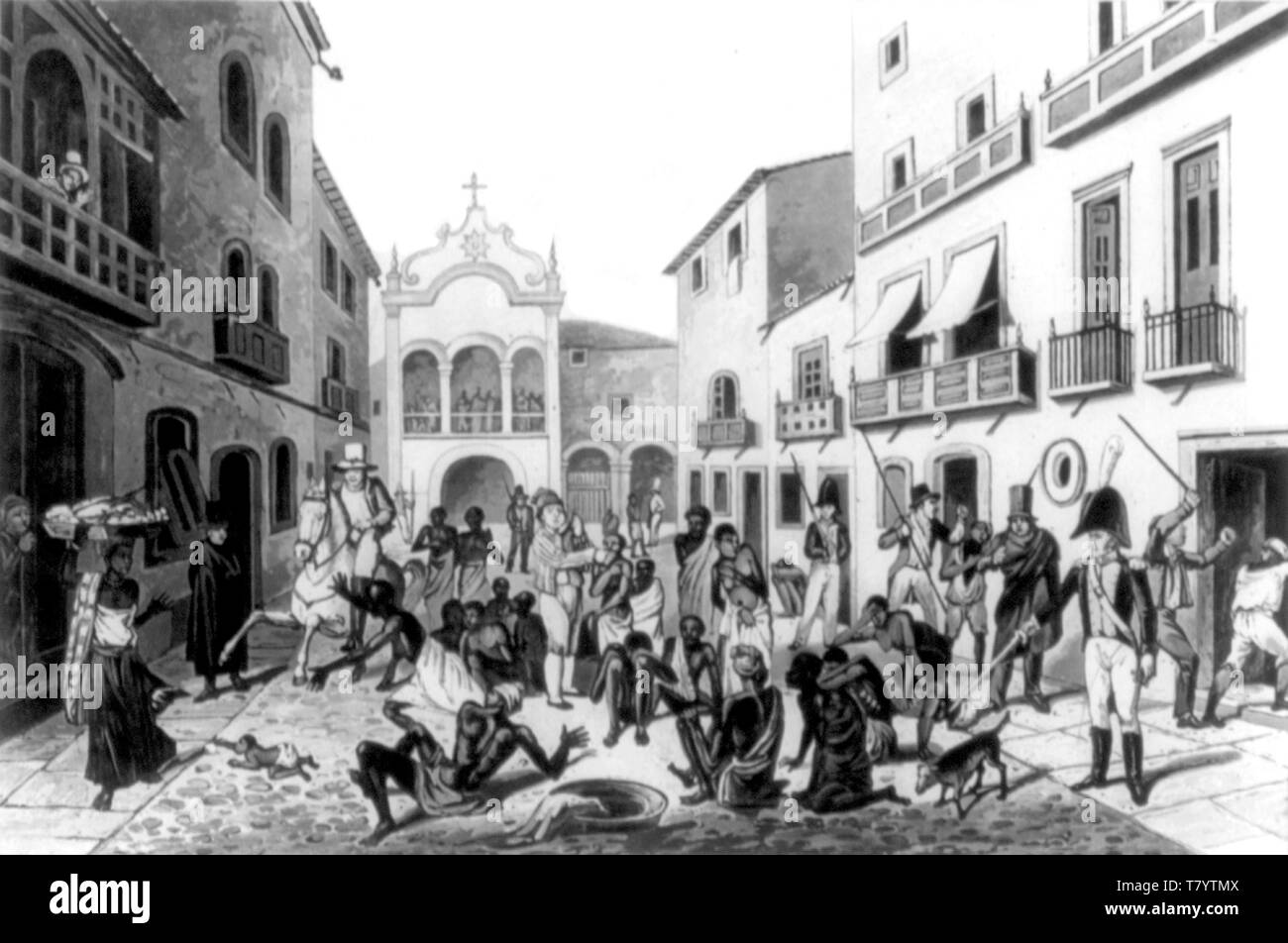 Il Brasile, mercato di schiavi asta, 1824 Foto Stock