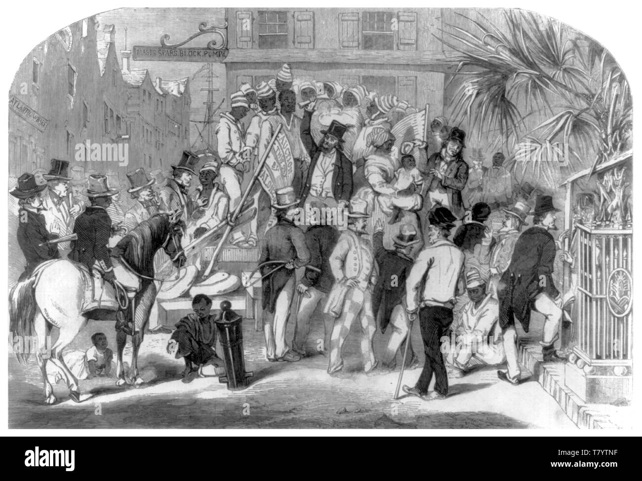 Mercato di schiavi asta, 1856 Foto Stock