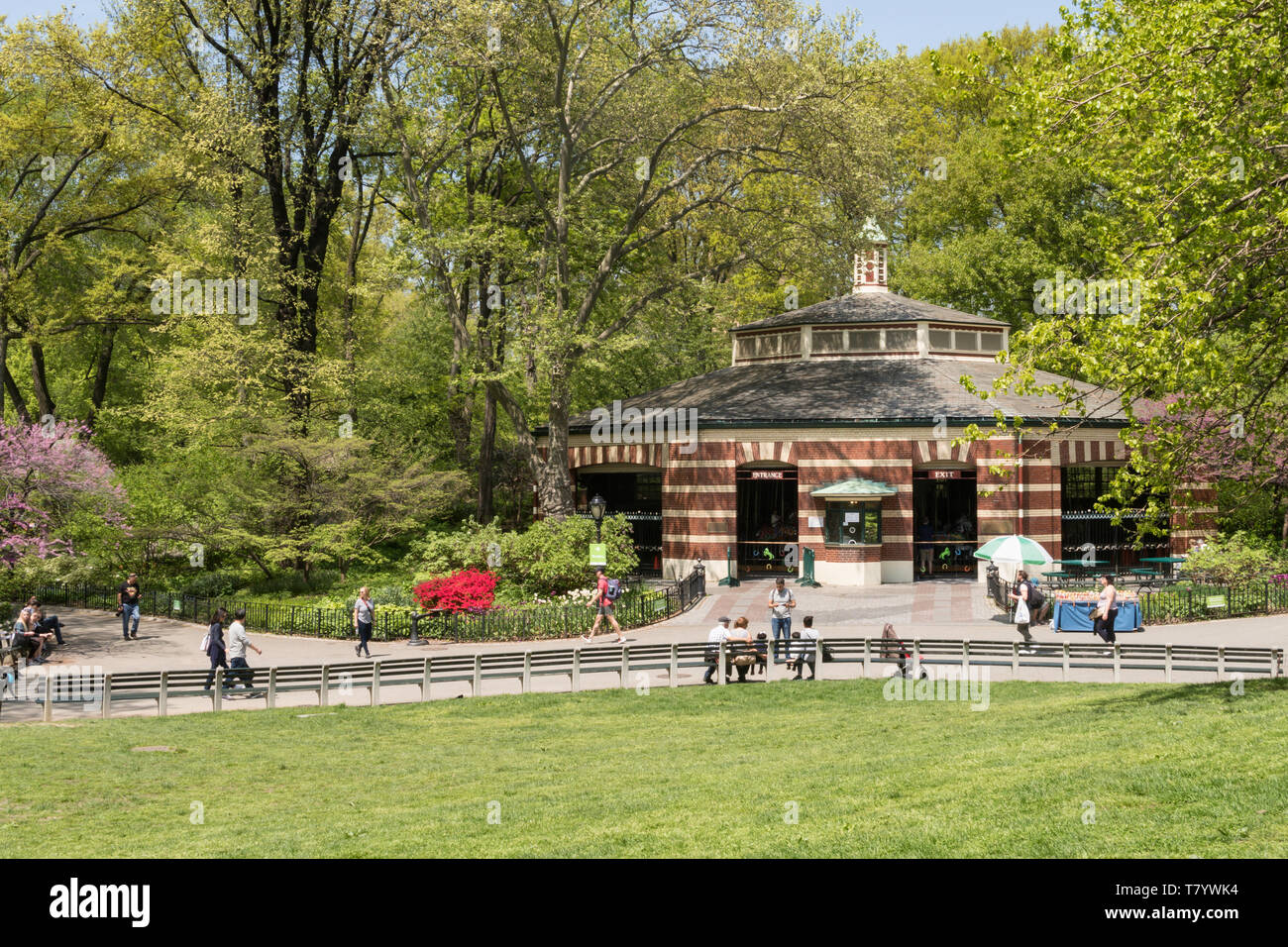 Il Central Park di New York City è popolare in primavera, STATI UNITI D'AMERICA Foto Stock