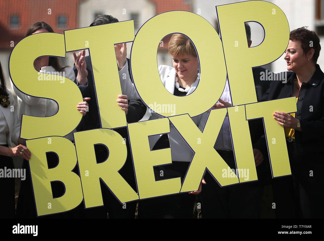Primo Ministro Nicola Storione al lancio del SNP campagna elettorale europea al Dynamic Earth, Edimburgo. Foto Stock