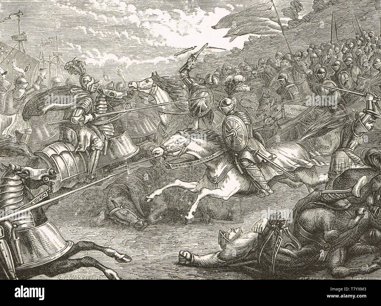 Lord Grey di Wilton conduce la carica di cavalleria nella battaglia di Pinkie Cleugh,10 Settembre 1547 Foto Stock