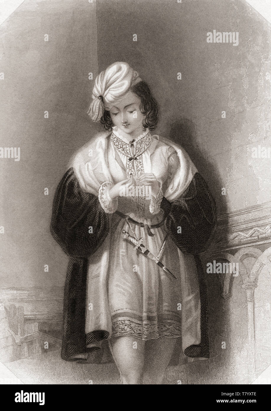 Julia. Principal personaggio femminile di Shakespeare due signori di Verona. Dalla Galleria di Shakespeare, pubblicato c.1840. Foto Stock