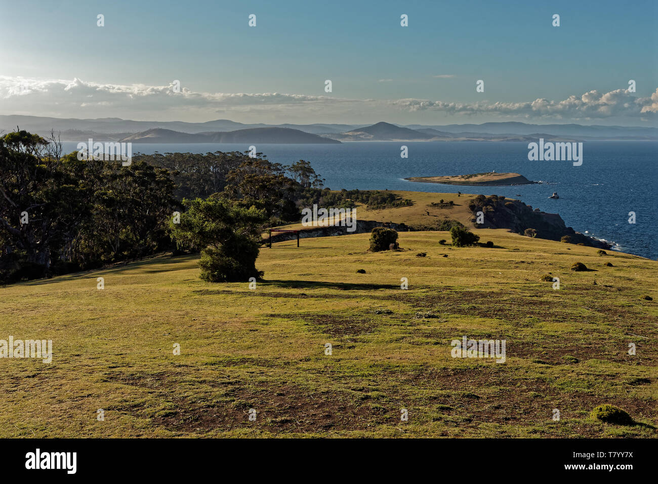 Paesaggio in Maria Island in Tasmania, Prenotazione nazionale in Australia, bellissimo mare e paesaggi costieri. Foto Stock