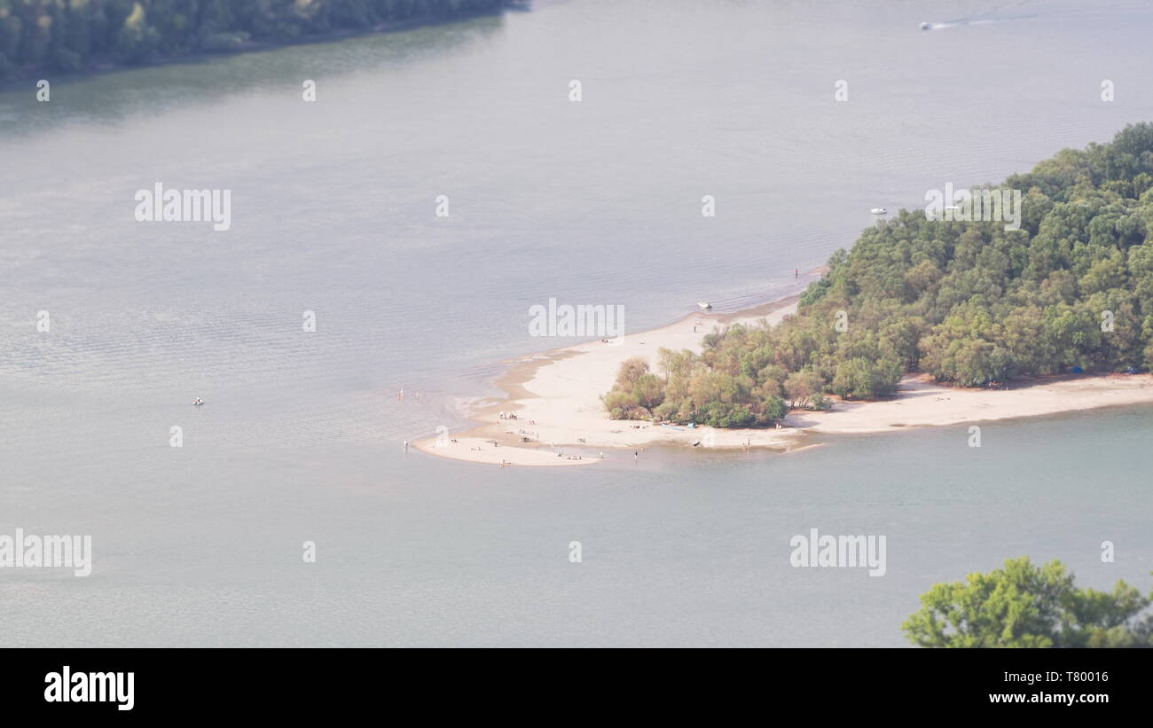 Kisoroszi Szigetcsucs Island Peak sul fiume Danubio vista superiore Foto Stock