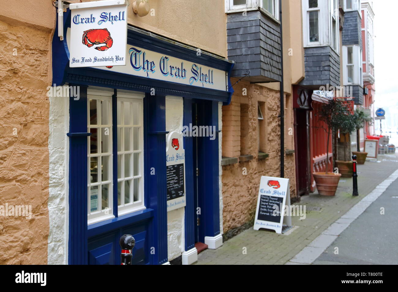 Il guscio di granchio di mare Food Bar Sandwich in Dartmouth, Devon, Regno Unito Foto Stock