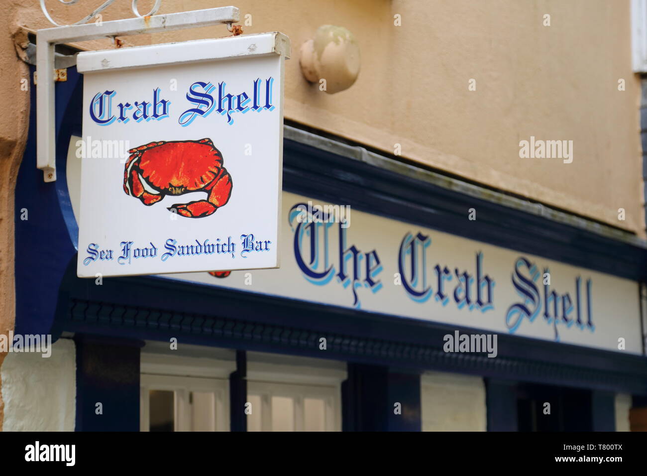 Il guscio di granchio di mare Food Bar Sandwich in Dartmouth, Devon, Regno Unito Foto Stock