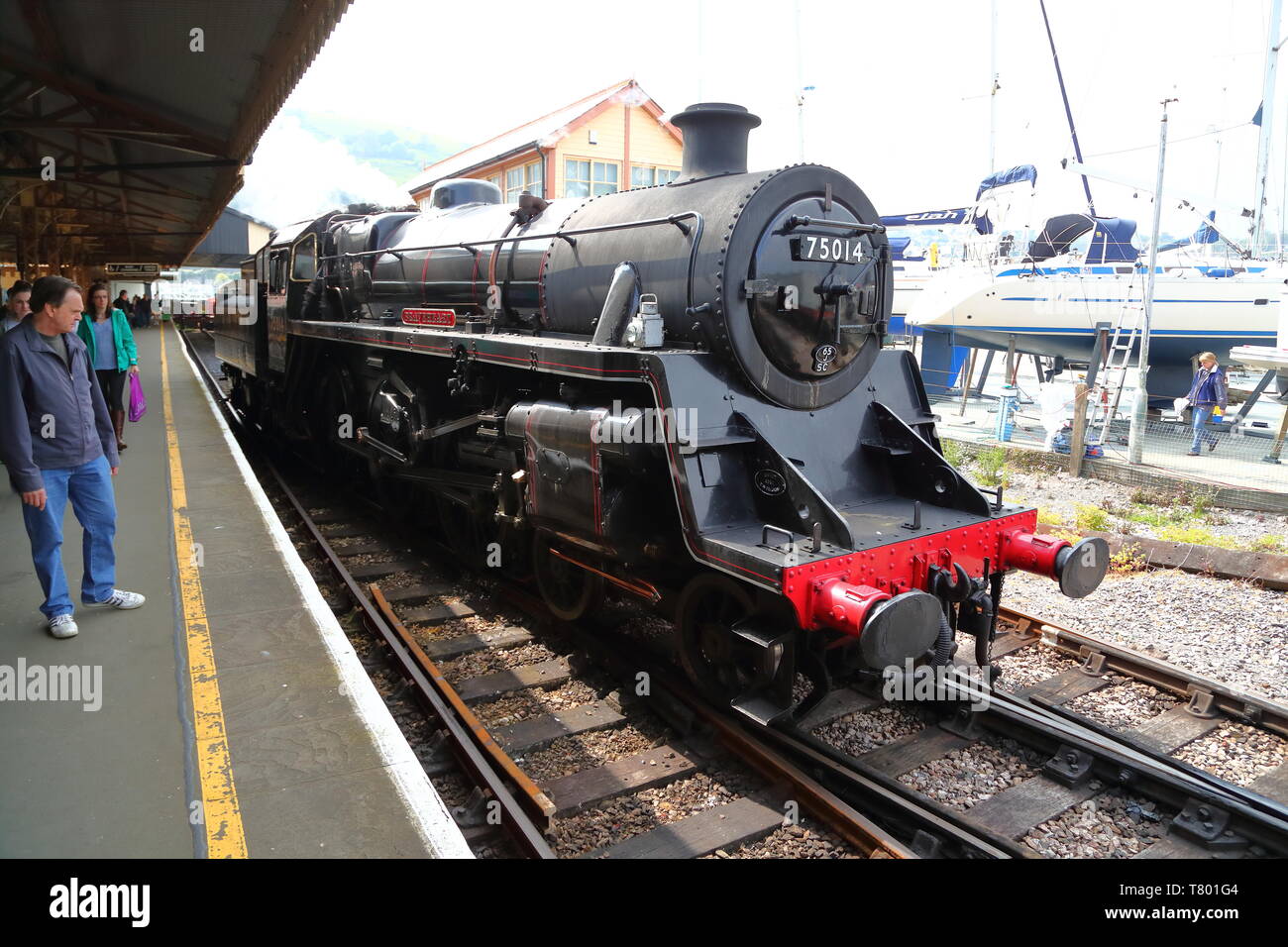 British Railways motore a vapore Braveheart alla stazione Kingswear, Devon, Regno Unito Foto Stock