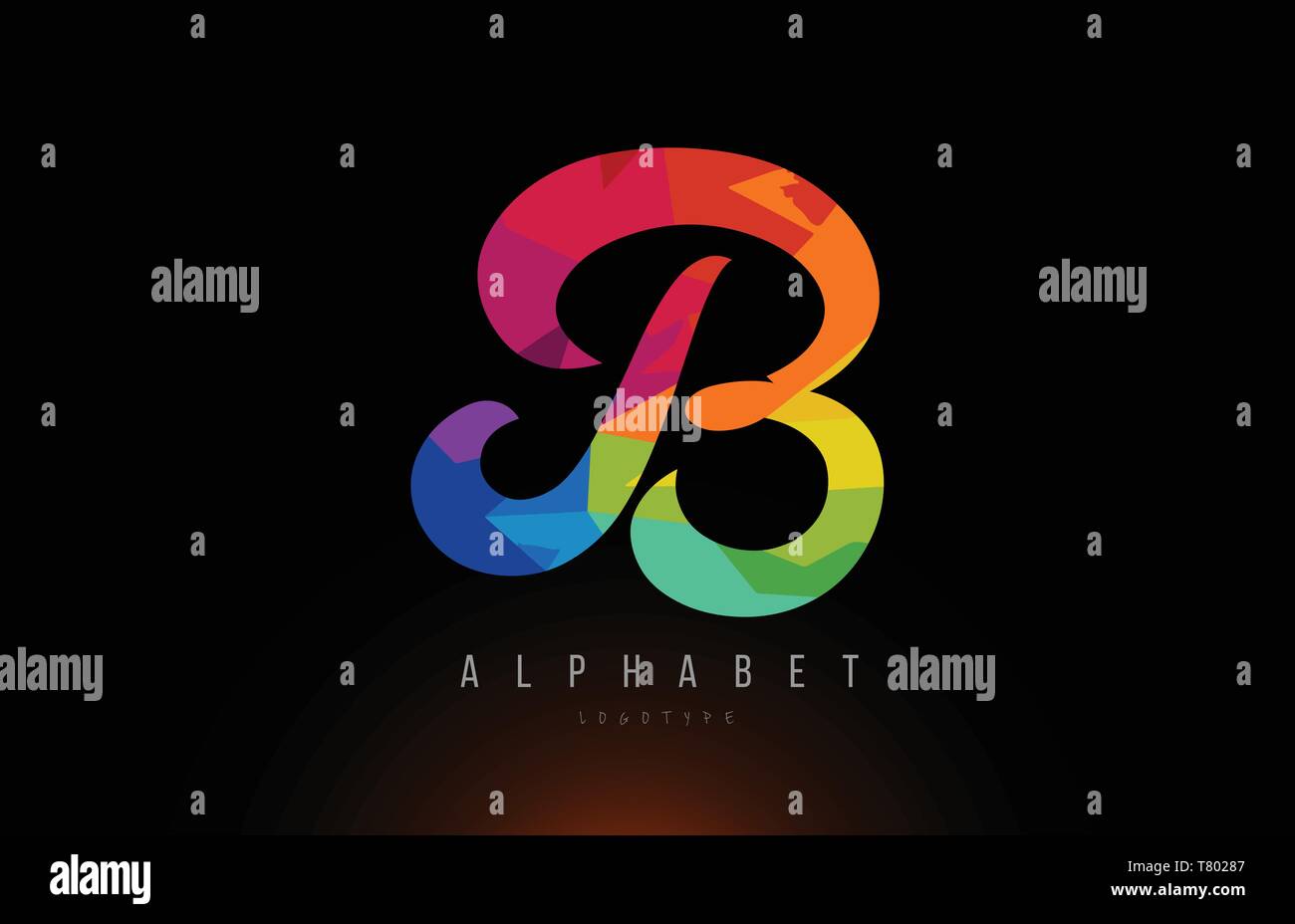 B lettere dell'alfabeto logo design con colori Arcobaleno adatto per una società o business Illustrazione Vettoriale