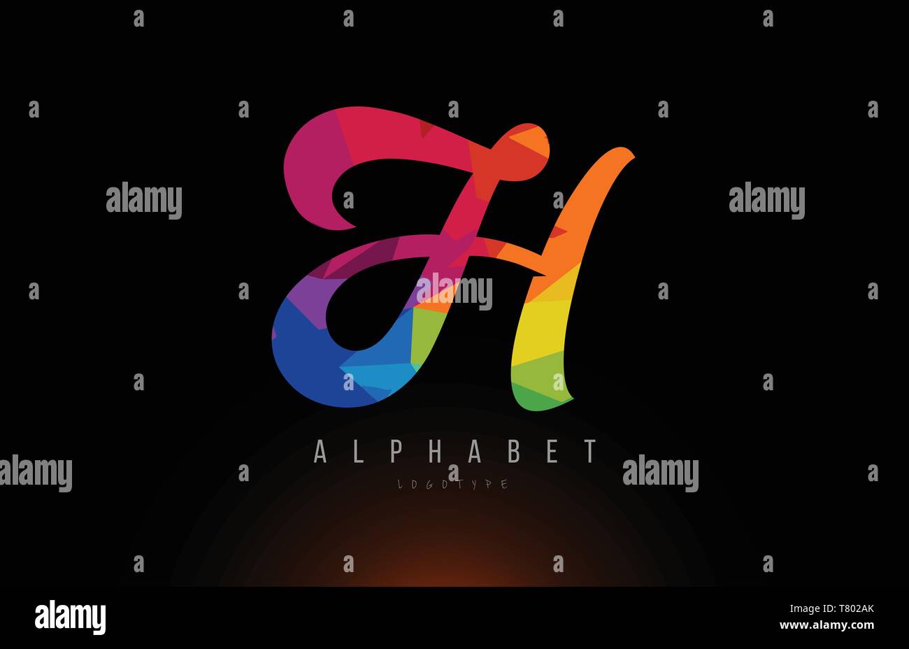 H lettere dell'alfabeto logo design con colori Arcobaleno adatto per una società o business Illustrazione Vettoriale