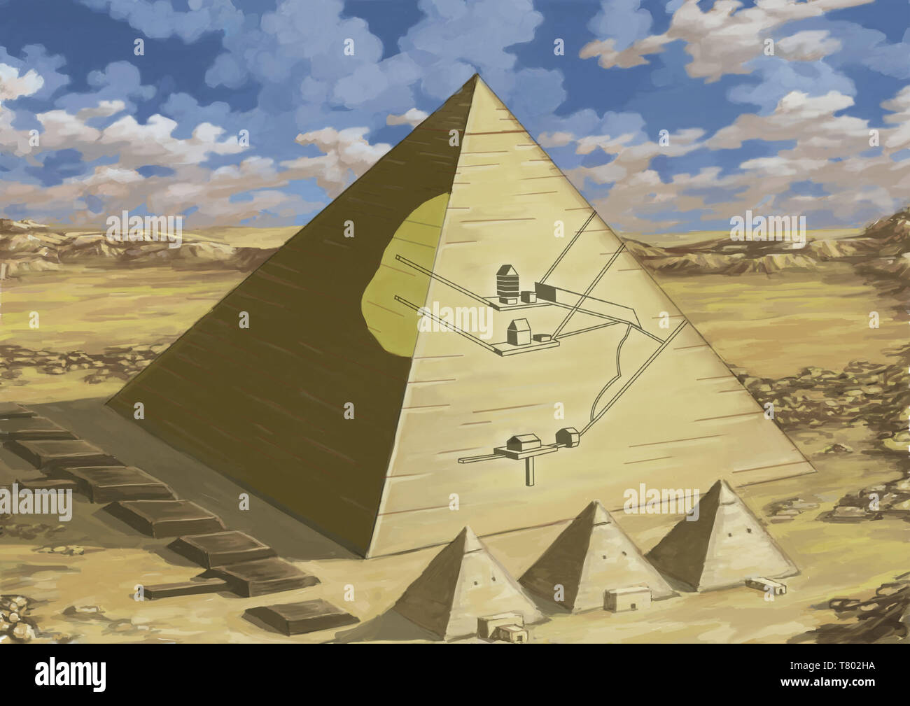 Grande Piramide di Giza, spaccato, illustrazione Foto Stock
