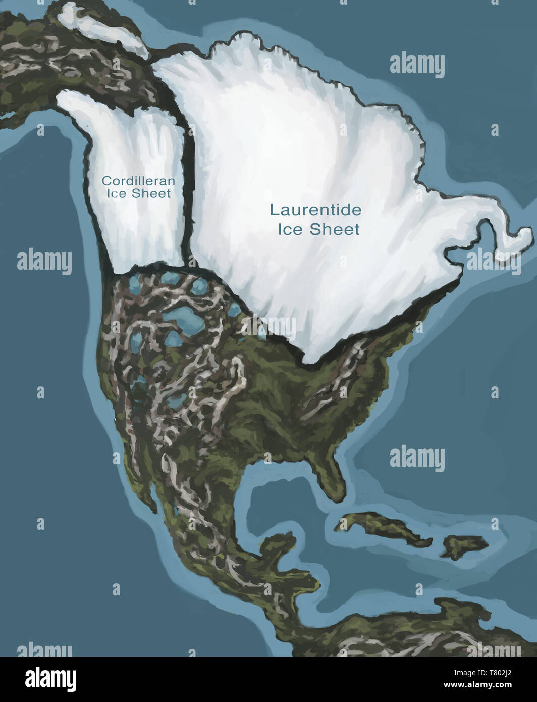Ice Age in Nord America, illustrazione Foto Stock