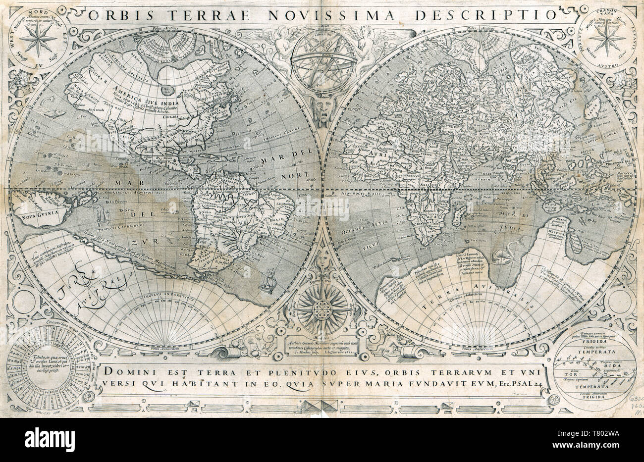 Gerardus Mercator, mappa del mondo, 1602 Foto Stock