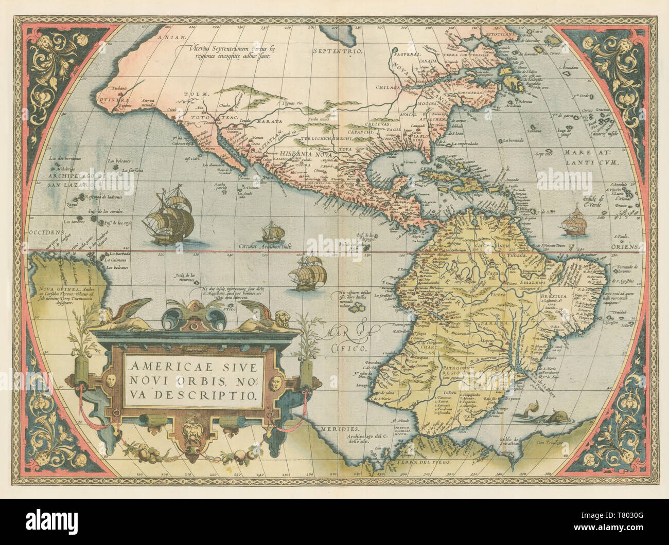 Theatrum Orbis Terrarum, il Nuovo Mondo, 1570 Foto Stock