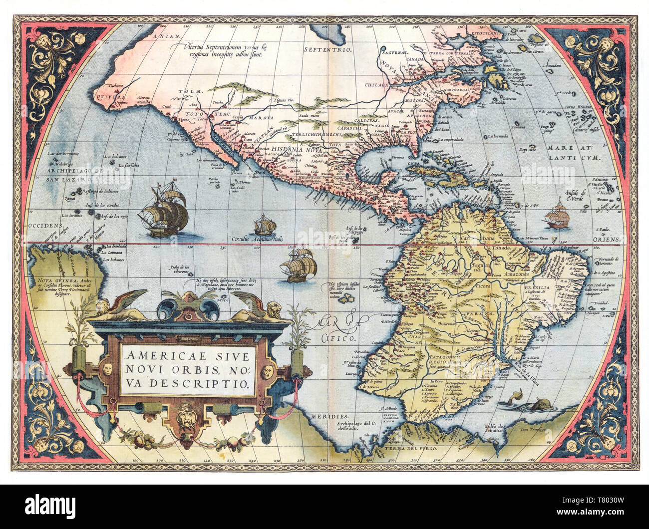 Theatrum Orbis Terrarum, il Nuovo Mondo, 1570 Foto Stock