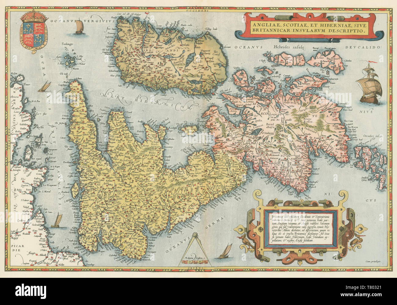 Theatrum Orbis Terrarum, Inghilterra, Scozia, Irlanda, 1570 Foto Stock