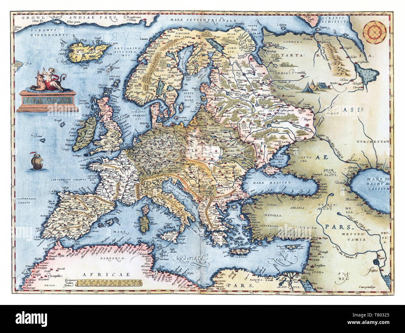 Theatrum Orbis Terrarum, Europa 1570 Foto Stock