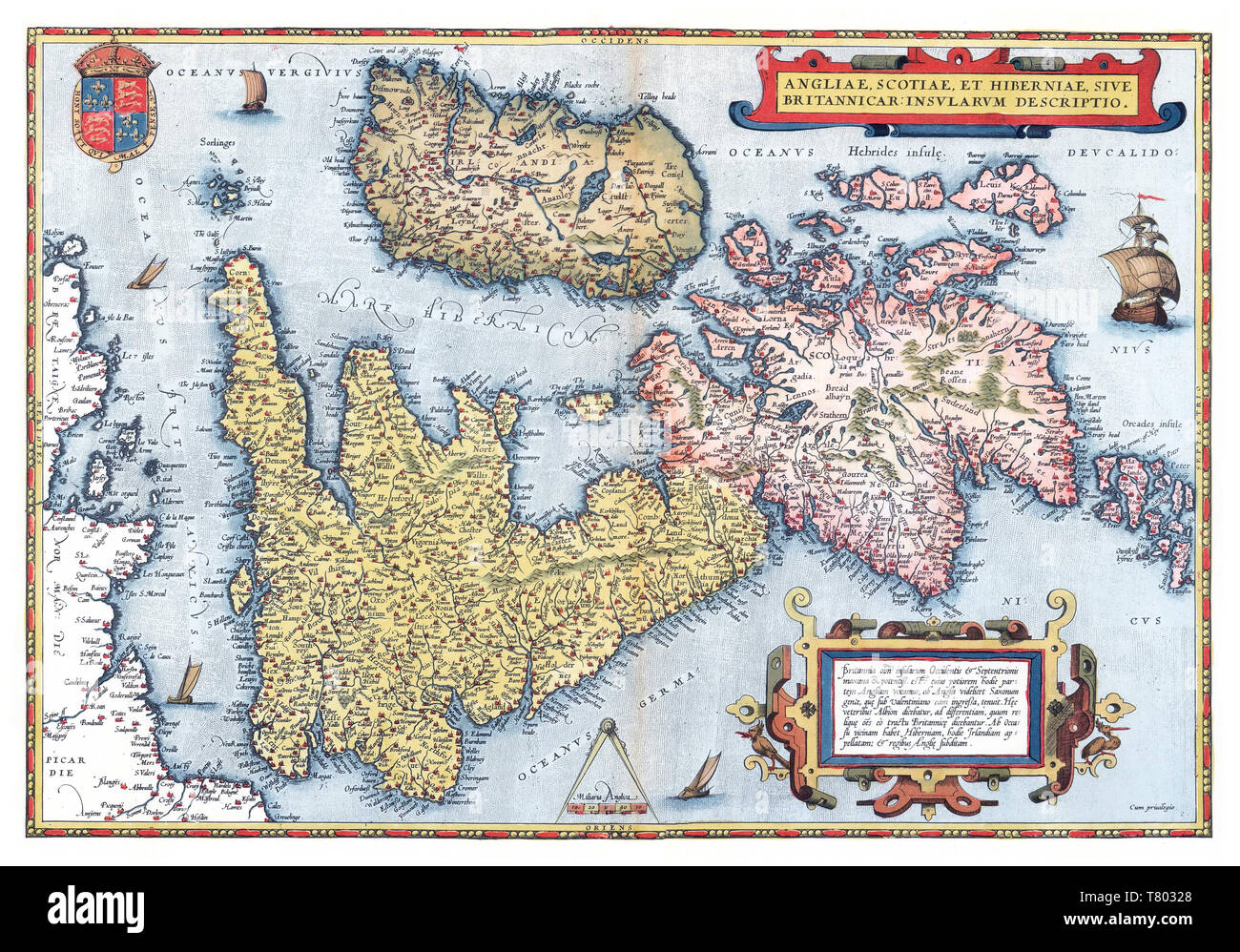 Theatrum Orbis Terrarum, Inghilterra, Scozia, Irlanda, 1570 Foto Stock