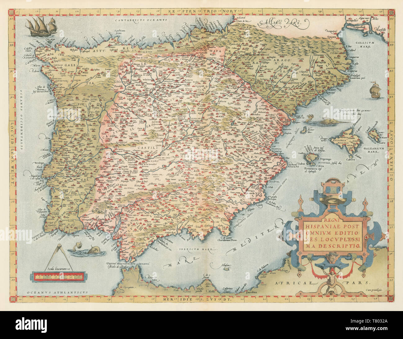 Theatrum Orbis Terrarum, Spagna, 1570 Foto Stock