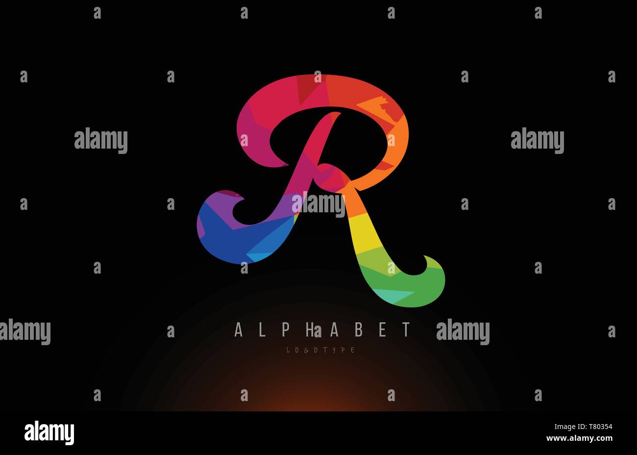 R lettere dell'alfabeto logo design con colori Arcobaleno adatto per una società o business Illustrazione Vettoriale