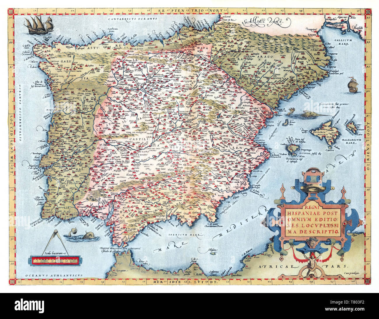 Theatrum Orbis Terrarum, Spagna, 1570 Foto Stock
