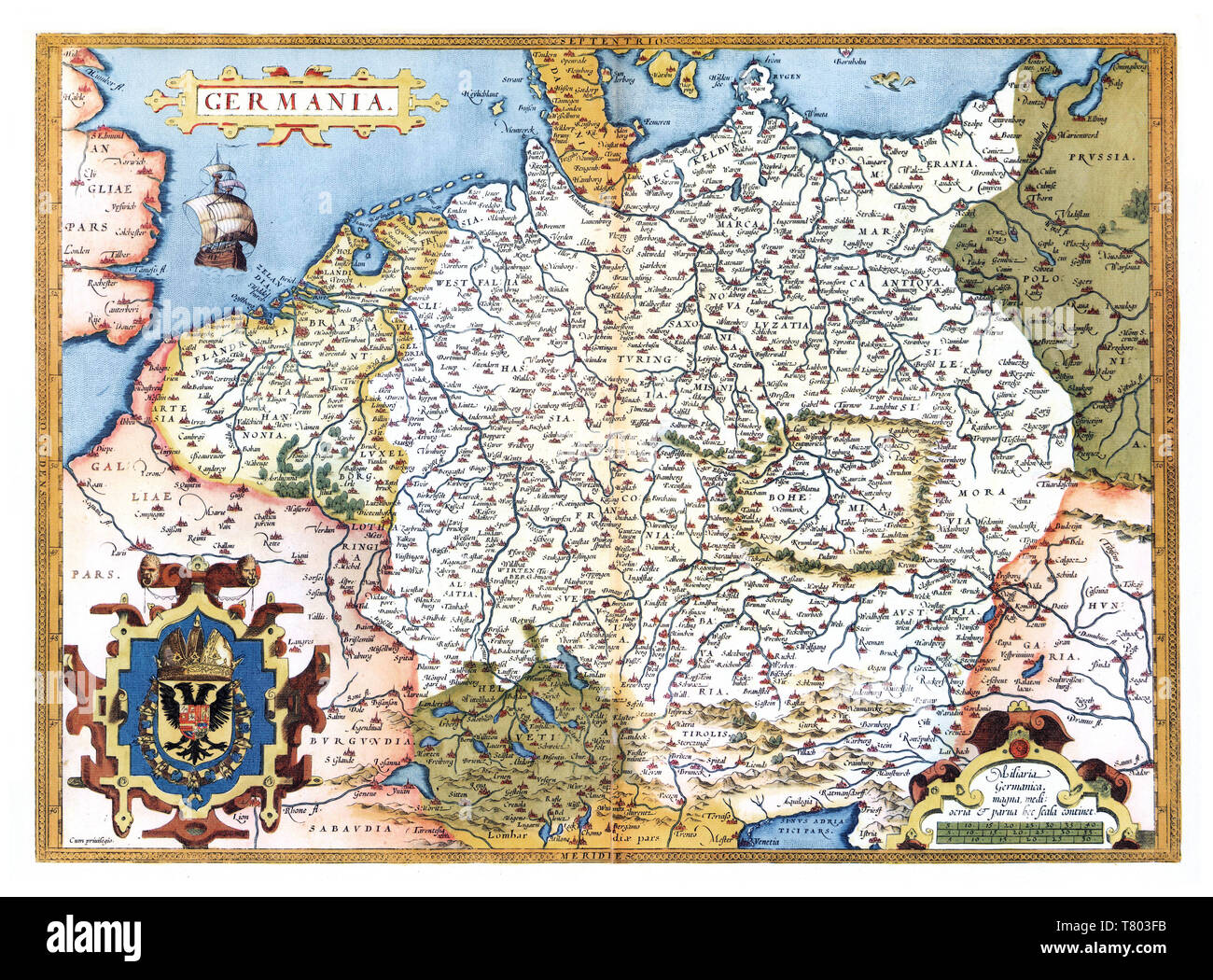 Theatrum Orbis Terrarum, Germania, 1570 Foto Stock