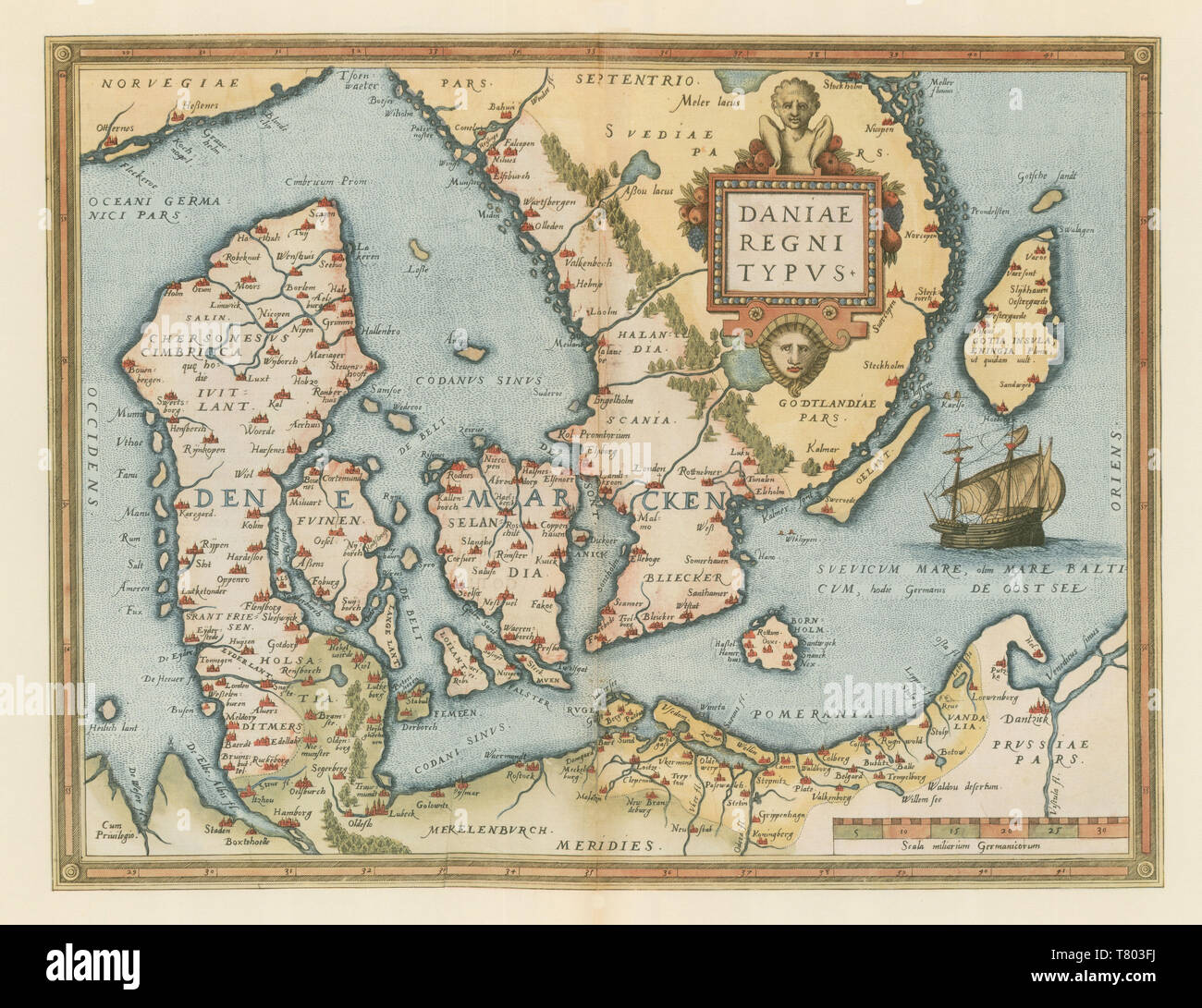 Theatrum Orbis Terrarum, Danimarca, 1570 Foto Stock