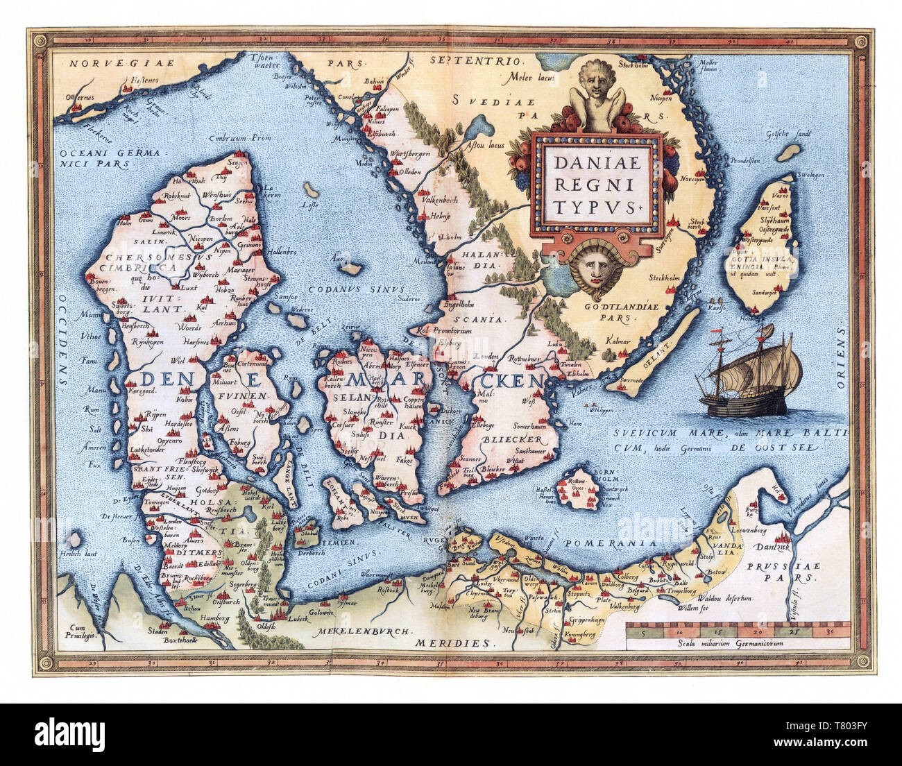 Theatrum Orbis Terrarum, Danimarca, 1570 Foto Stock
