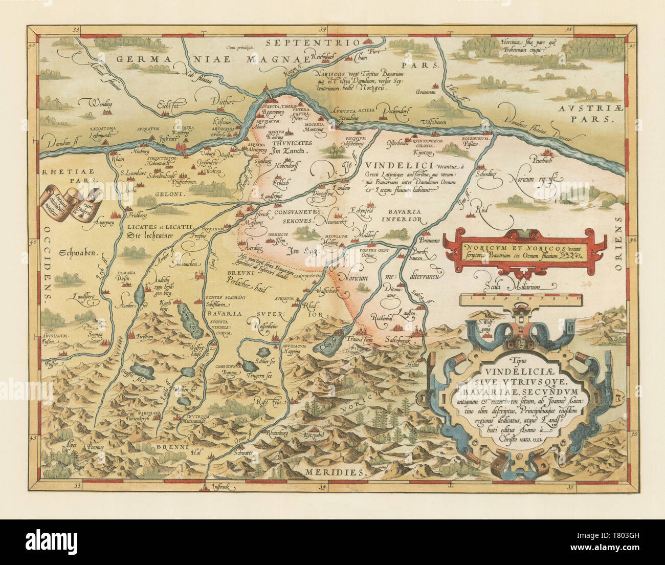 Theatrum Orbis Terrarum, Baviera, 1570 Foto Stock