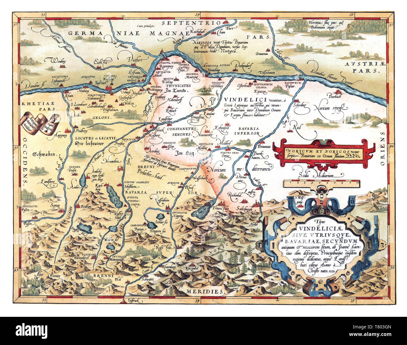Theatrum Orbis Terrarum, Baviera, 1570 Foto Stock
