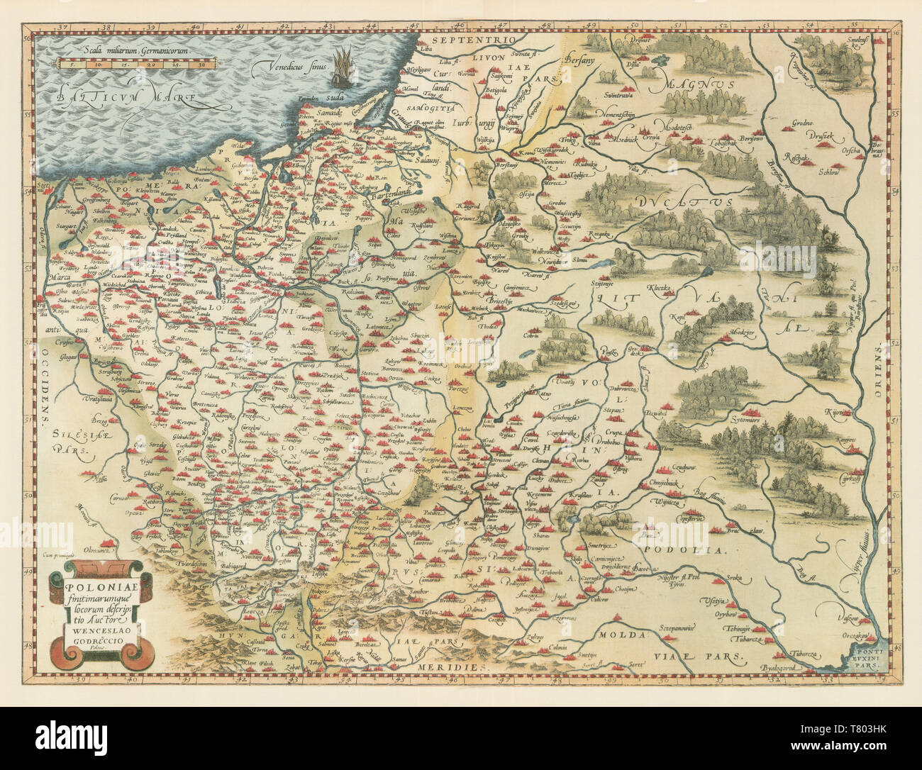 Theatrum Orbis Terrarum, regno di Polonia, 1570 Foto Stock