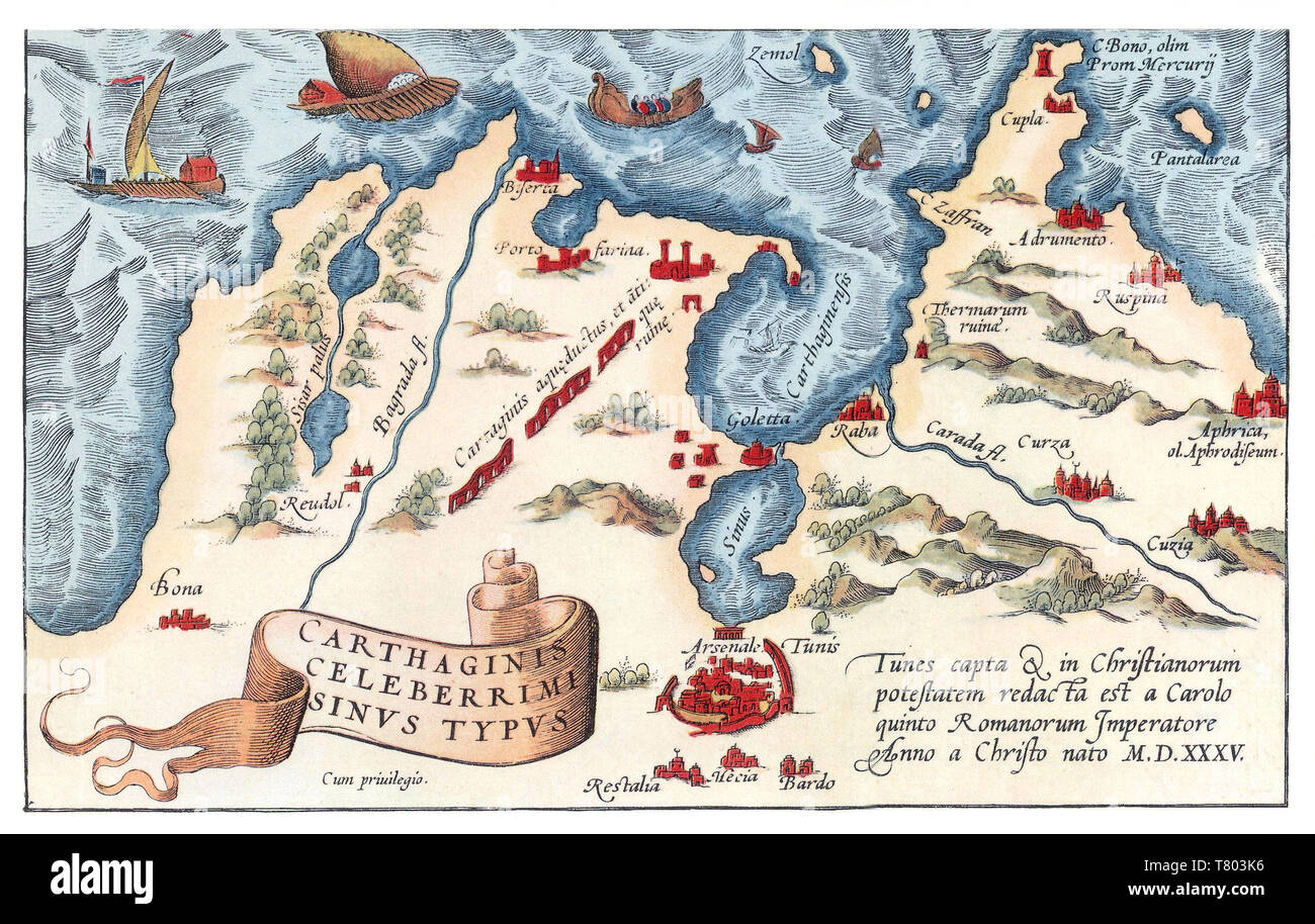 Theatrum Orbis Terrarum, Cartagine Harbour, 1570 Foto Stock